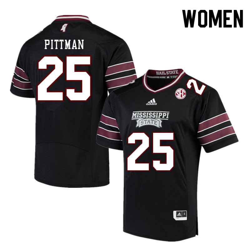Women #25 Jeffery Pittman Mississippi State Bulldogs College Football Jerseys Stitched Sale-Black